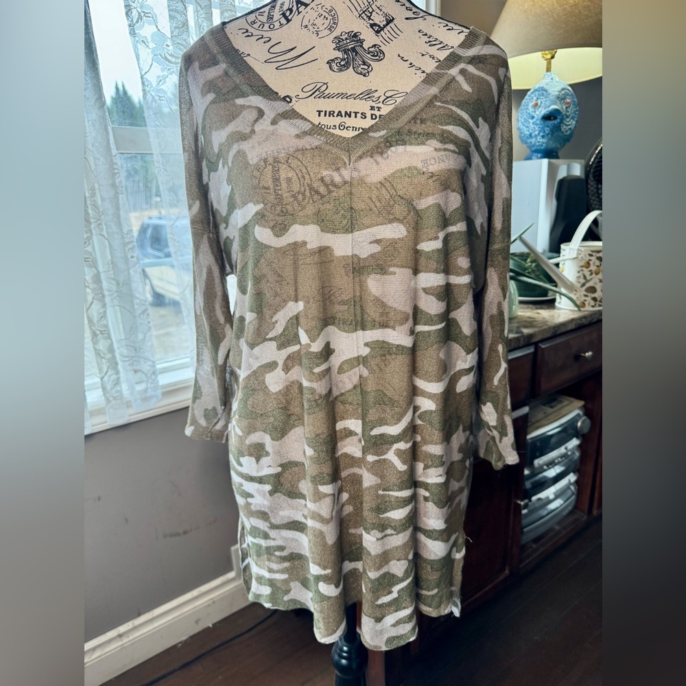 Lane Bryant Green and Tan Long Sleeve Tee for Casual Comfort